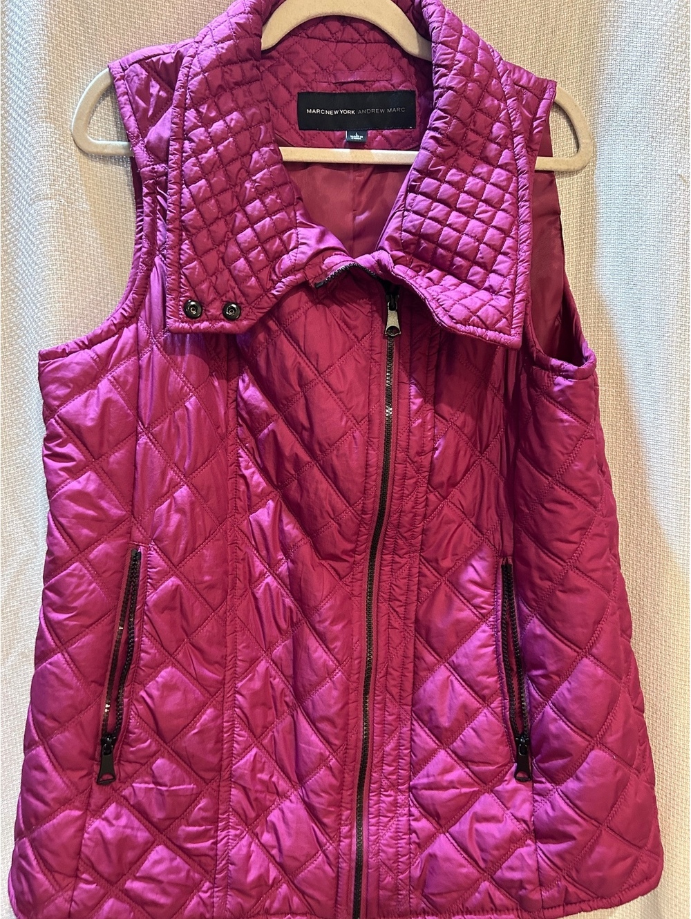 Marc New York Andrew Marc Women's Quilted Sleeveless Vest Jacket, Size M, Pink